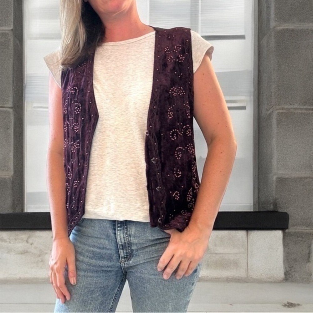 Vintage velvet burgundy vest